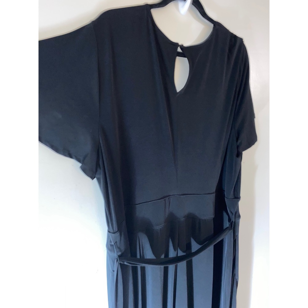 Lane Bryant Jumpsuit Women 22/24 Black Surplice Flutter Sleeve Wide Leg Pockets - Picture 7 of 16